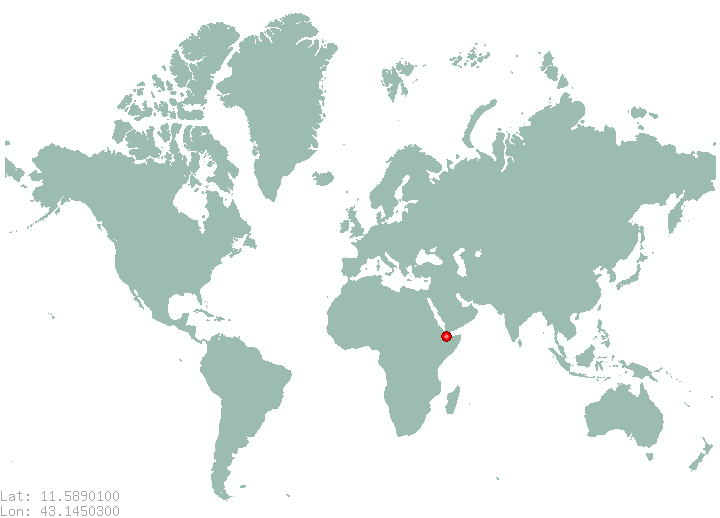 Djibouti in world map